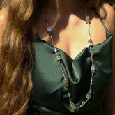 A photo of a sterling silver fashionable chain with New Zealand Jade. This is stylish woman's statement piece - hand crafted here in New Zealand.